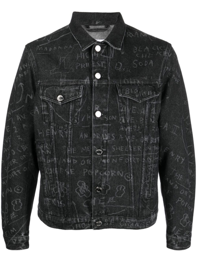 Etudes Studio Scribble-print Denim Jacket In Black