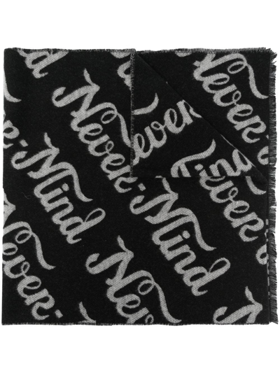 Etudes Studio Nevermind Logo Knit Scarf In Grey/black