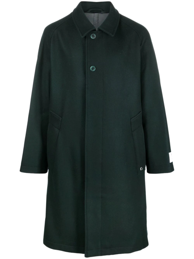 Etudes Studio Logo-patch Single-breasted Coat In Green