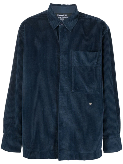 Etudes Studio Long-sleeved Corduroy Shirt In Navy