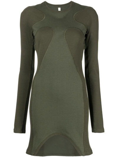 Dion Lee Fine-ribbed Shift Mini Dress In Green
