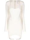Dion Lee White Cotton Mini Dress In White