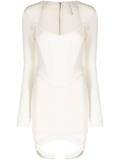 Dion Lee White Cotton Mini Dress In Ivory