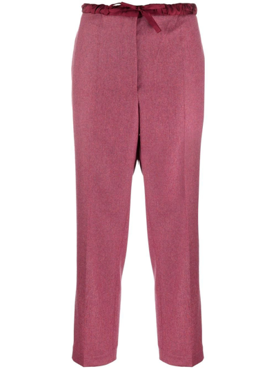 Jil Sander Cropped Wool Trousers In Pink