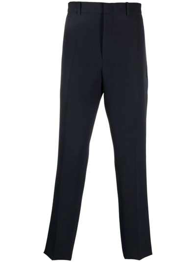 Jil Sander Tailored Cotton-wool Blend Trousers In Blue