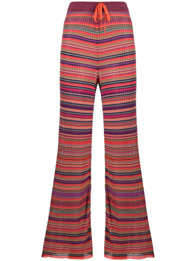 Marques' Almeida Orange Striped Ribbed Knit Trousers In Multi Stripe