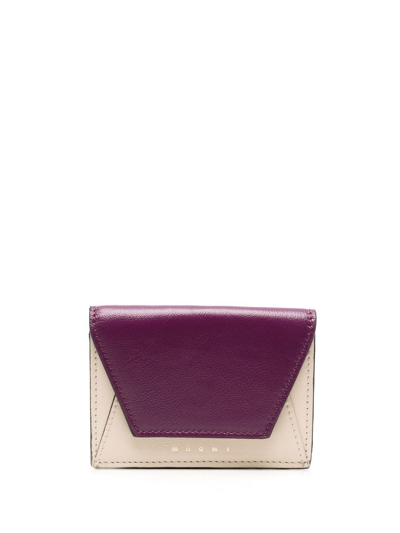 Marni Colour-block Tri-fold Wallet In Neutrals