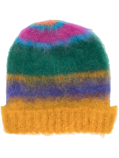 ★送料・関税込【MARNI】MOHAIR STRIPE BEANIE Grey brushed mohair beanie with stripes | Marni