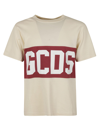 Gcds Cotton T-shirt With Logo Band In Bordeaux