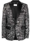 PHILIPP PLEIN LOGO-EMBELLISHED SINGLE-BREASTED BLAZER