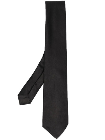 Giorgio Armani Pure Silk Tie In Nero