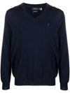 POLO RALPH LAUREN EMBROIDERED-LOGO V-NECK SWEATER