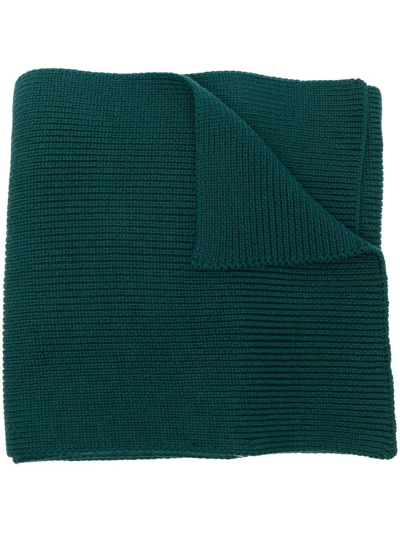 Woolrich Ribbed-knit Wool Scarf In Green