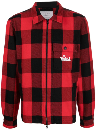 Woolrich Check-print Zipped Shirt Jacket In Red