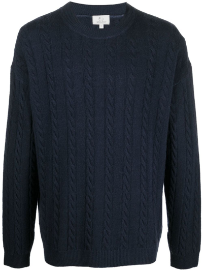 Woolrich Aran-knit Virgin-wool Jumper In Blue