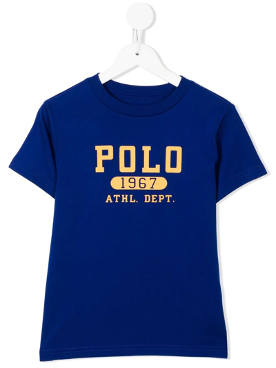 Ralph Lauren Kids' Logo-print Short-sleeve T-shirt In Blue