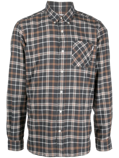 Woolrich Check-pattern Cotton-wool Shirt In Brown Check