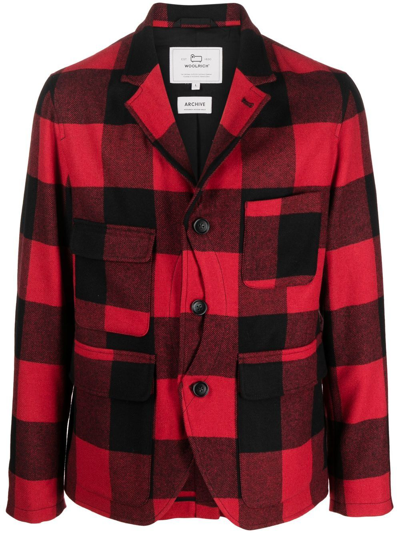 Woolrich Upland Check-pattern Blazer In Rojo
