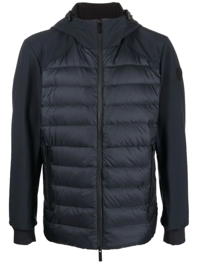 Woolrich Hybrid Feather-down Soft-shell Jacket In Blue