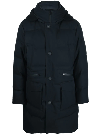 Woolrich Button-fastening Padded Jacket In Blue