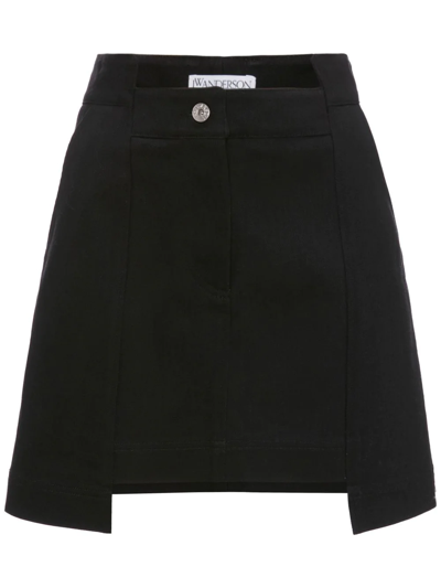 Jw Anderson Panelled Mini Denim Skirt In Black