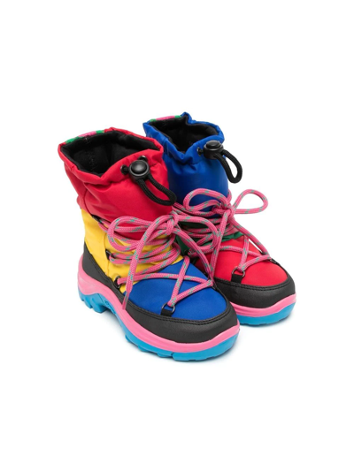 Stella Mccartney Kids' Colour-block Print Ankle Boots In Multicolour