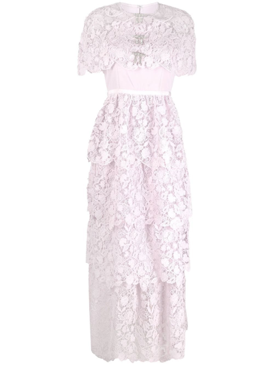 chinese dress ladies Pink Tailored Lace Midi Dress  self-portrait-US