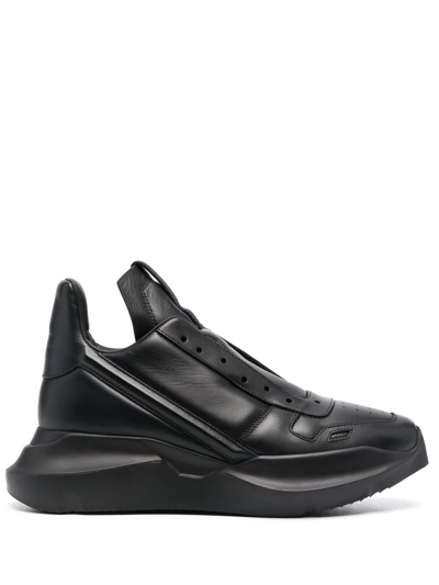 Rick Owens Geth Leather Sneakers In Black