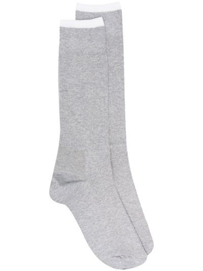 Eleventy Two-tone Melange Socks In Grey