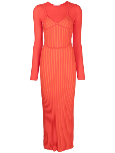 Dion Lee Two-tone Corset Dress In Orange