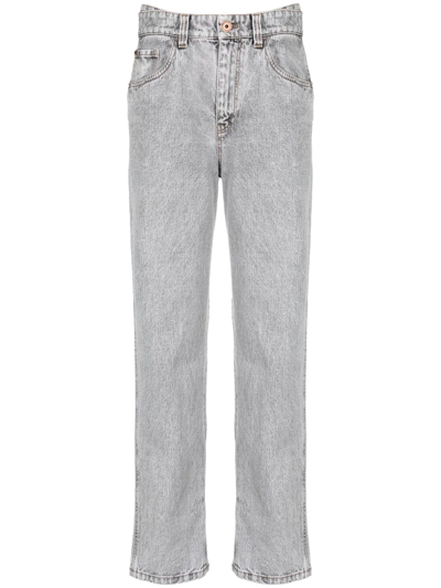 Brunello Cucinelli High-waisted Straight Jeans In Grey
