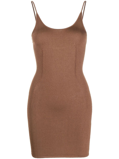 Dion Lee Mini Slim-cut Slip Dress In Brown