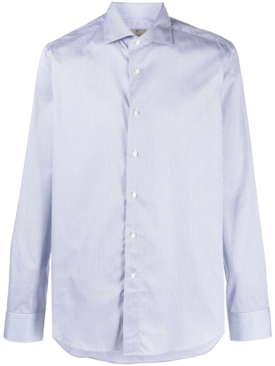 Canali Striped Long-sleeve Shirt In Blue