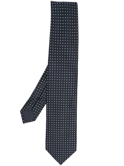 D4.0 Geometric-pattern Silk Tie In Blue