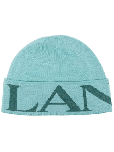 Lanvin Intarsia-knit Wool Beanie In Blue
