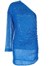 In The Mood For Love Alexandra Blue One-shoulder Sequin Mini Dress In Blue