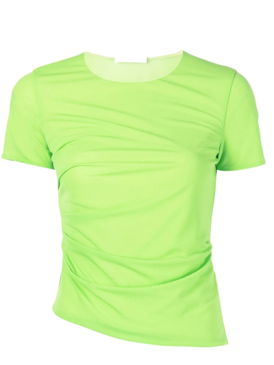 Helmut Lang Ruched-detail T-shirt In Bright Green