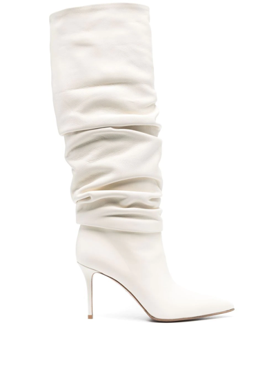 Le Silla Eva 褶饰及膝靴 In White