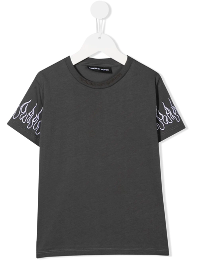 Vision Of Super Kids' Logo-embroidered T-shirt In Grigio