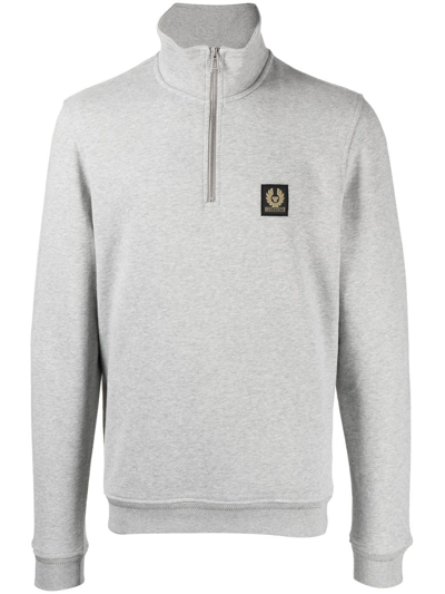 Belstaff Logo-patch Stand-collar Sweatshirt In Grey