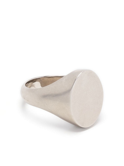 Maison Margiela Engraved-logo Signet Ring In Silver