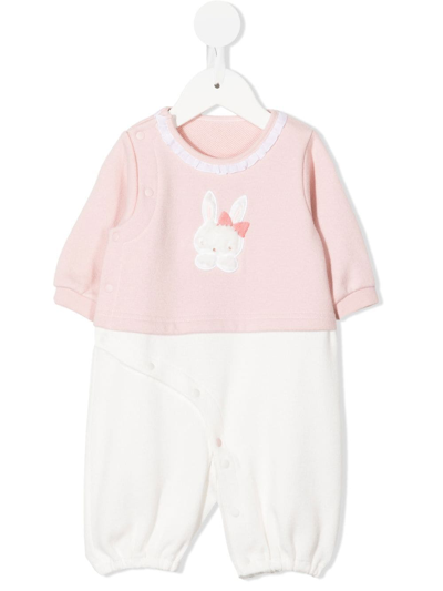 Familiar Babies' Appliqué-detail Cotton Romper In Pink