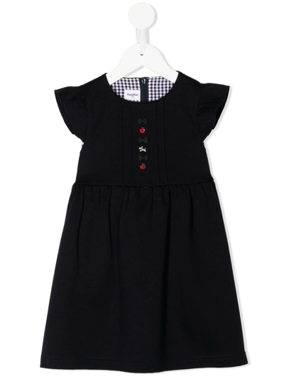 Familiar Kids' Embroidered-motif Cap-sleeve Dress In Blue