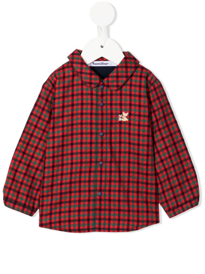 Familiar Babies' Gingham-check Panelled Shirt In Red