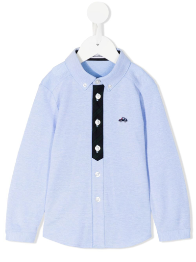 Familiar Kids' Long-sleeve Polo Shirt In Blue