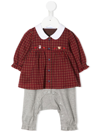 Familiar Check-print Long-sleeve Dress In Red
