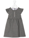 Familiar Embroidered-motif Cap-sleeve Dress In Grey