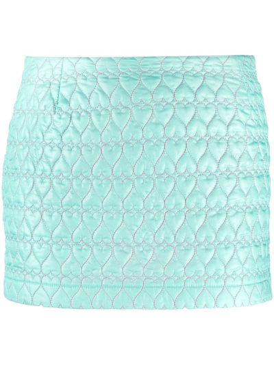 Marco Rambaldi Hearts Quilted Mini Skirt In Light Blue