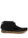 Visvim Fbt Shaman-folk Fringed Beaded Suede Boots In Black