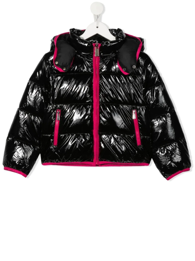 Moschino Kids' Padded Zip-up Jacket In Black